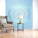 92" X 84" Sea Green And White Mandala Cotton Hanging Tapestry