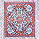 88" X 84" Red Blue And White Floral Cotton Hanging Tapestry