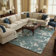 9' X 13' Blue And White Oriental Washable Area Rug With UV Protection