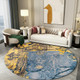5' X 7' Gold And Blue Abstract Washable Area Rug With UV Protection