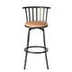 Set of Three Khaki and Black Suede Faux Leather and Iron Low Back Adjustable Height Swivel Bar Chairs