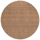 8' Orange And Taupe Round Striped Washable Indoor Outdoor Area Rug