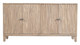 69" Ivory Distressed Reclaimed Wood Carved Geometric Sideboard With Four Doors