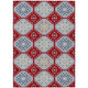 10' X 14' Red And Navy Blue Floral Washable Indoor Outdoor Area Rug
