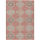 8' X 10' Salmon And Beige Floral Washable Indoor Outdoor Area Rug