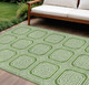 9' X 12' Green And Ivory Geometric Washable Indoor Outdoor Area Rug