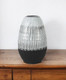 13" Black Gray And White Abstract Cylinder Ceramic Table Vase