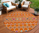 8' Orange Blue And Purple Round Geometric Washable Indoor Outdoor Area Rug