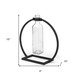 10" Black Abstract Cylinder Metal Table Vase