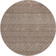 8' Brown And Ivory Round Chevron Washable Indoor Outdoor Area Rug