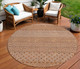 8' Orange And Ivory Round Chevron Washable Indoor Outdoor Area Rug