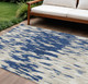 10' X 14' Navy Blue And Ivory Abstract Washable Indoor Outdoor Area Rug