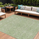 10' X 14' Sage And Ivory Geometric Washable Indoor Outdoor Area Rug