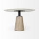 48" White And Natural Rounded Marble Pedestal Base Dining Table