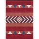 9' X 12' Red White And Navy Blue Southwestern Washable Indoor Outdoor Area Rug