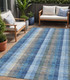 5' X 8' Denim Blue Sky Blue And Beige Plaid Washable Indoor Outdoor Area Rug
