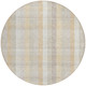 8' Ivory Beige And Tan Round Plaid Washable Indoor Outdoor Area Rug