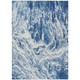 8' X 10' Navy Blue And Ivory Abstract Washable Indoor Outdoor Area Rug
