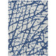 8' X 10' Navy Blue And Ivory Abstract Washable Indoor Outdoor Area Rug