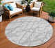 8' Silver And Gray Round Abstract Washable Indoor Outdoor Area Rug