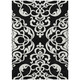 3' X 5' Black And Ivory Damask Washable Indoor Outdoor Area Rug