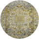8' Pewter Gray And Gold Round Floral Medallion Washable Indoor Outdoor Area Rug
