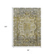 8' X 10' Pewter Gray And Gold Floral Medallion Washable Indoor Outdoor Area Rug