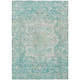 3' X 5' Teal Blue And Ivory Floral Medallion Washable Indoor Outdoor Area Rug