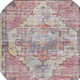 8' Rust Gray And Mauve Round Oriental Washable Indoor Outdoor Area Rug
