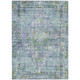 9' X 12' Teal Blue Lavender And Ivory Oriental Washable Indoor Outdoor Area Rug