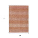 9' X 12' Terra Cotta And Peach Striped Washable Indoor Outdoor Area Rug