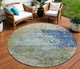 8' Blue And Beige Round Abstract Washable Indoor Outdoor Area Rug