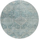 8' Blue And Silver Round Geometric Washable Indoor Outdoor Area Rug