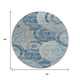 8' Blue And Silver Round Geometric Washable Indoor Outdoor Area Rug