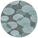 8' Teal Blue And Pale Aqua Round Geometric Washable Indoor Outdoor Area Rug