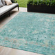 5' X 8' Teal Blue And Aqua Abstract Washable Indoor Outdoor Area Rug