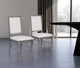 Set of Two Cream and Gray Upholstered Linen Dining Side Chairs