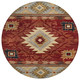 8' Rust Beige And Charcoal Round Tribal Washable Indoor Outdoor Area Rug