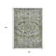 8' X 10' Artichoke Green Gray And Silver Floral Washable Indoor Outdoor Area Rug