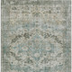 10' X 14' Sage Teal Blue And Beige Floral Washable Indoor Outdoor Area Rug