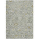 9' X 12' Gray Ivory And Gold Damask Washable Indoor Outdoor Area Rug