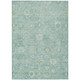 9' X 12' Teal Blue Ivory And Tan Damask Washable Indoor Outdoor Area Rug