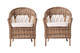 Set of Two Gray Brown Semi Circle Back Wicker Chairs with Seat Cushions