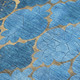 9' X 12' Blue And Gold Damask Washable Indoor Outdoor Area Rug