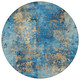 8' Blue And Beige Round Abstract Washable Indoor Outdoor Area Rug