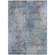 8' X 10' Denim Blue And Silver Abstract Washable Indoor Outdoor Area Rug