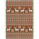 3' X 5' Fern Green Red And Ivory Deer Washable Indoor Outdoor Area Rug