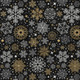 9' X 12' Black Gold And Gray Snowflake Washable Indoor Outdoor Area Rug
