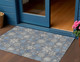 3' X 5' Gray Blue And Ivory Snowflake Washable Indoor Outdoor Area Rug