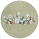 8' Artichoke Green Beige Ivory And Taupe Round Presents Washable Indoor Outdoor Area Rug